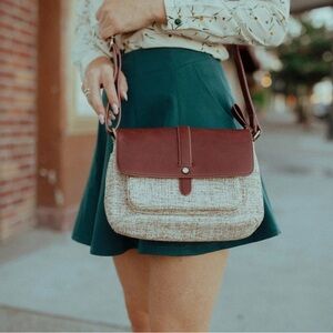 Stylish Brown and Cream Crossbody Bag